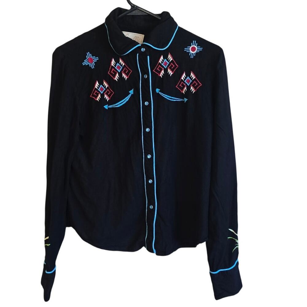 Scully cactus embroidered soft snap front shirt size medium